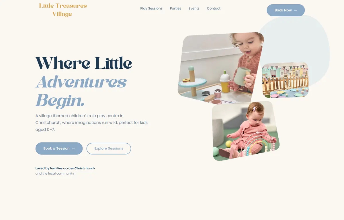 Screenshot of the Little Treasures Village website
